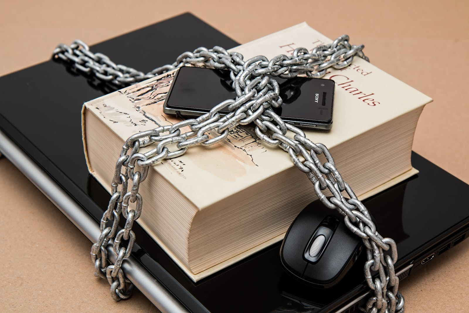 data hygiene, a phone locked with chains